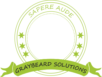 Graybeard Solutions logo  -  shield crest with beard motif